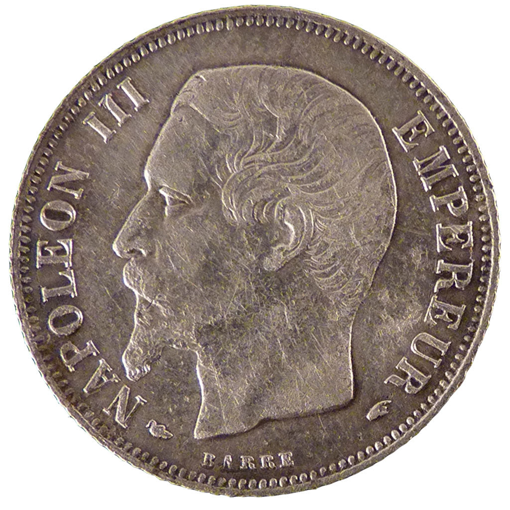 FRANCE, 1 Franc, 1854, Paris, AU(50-53), Silver, Gadoury #460, 5.00