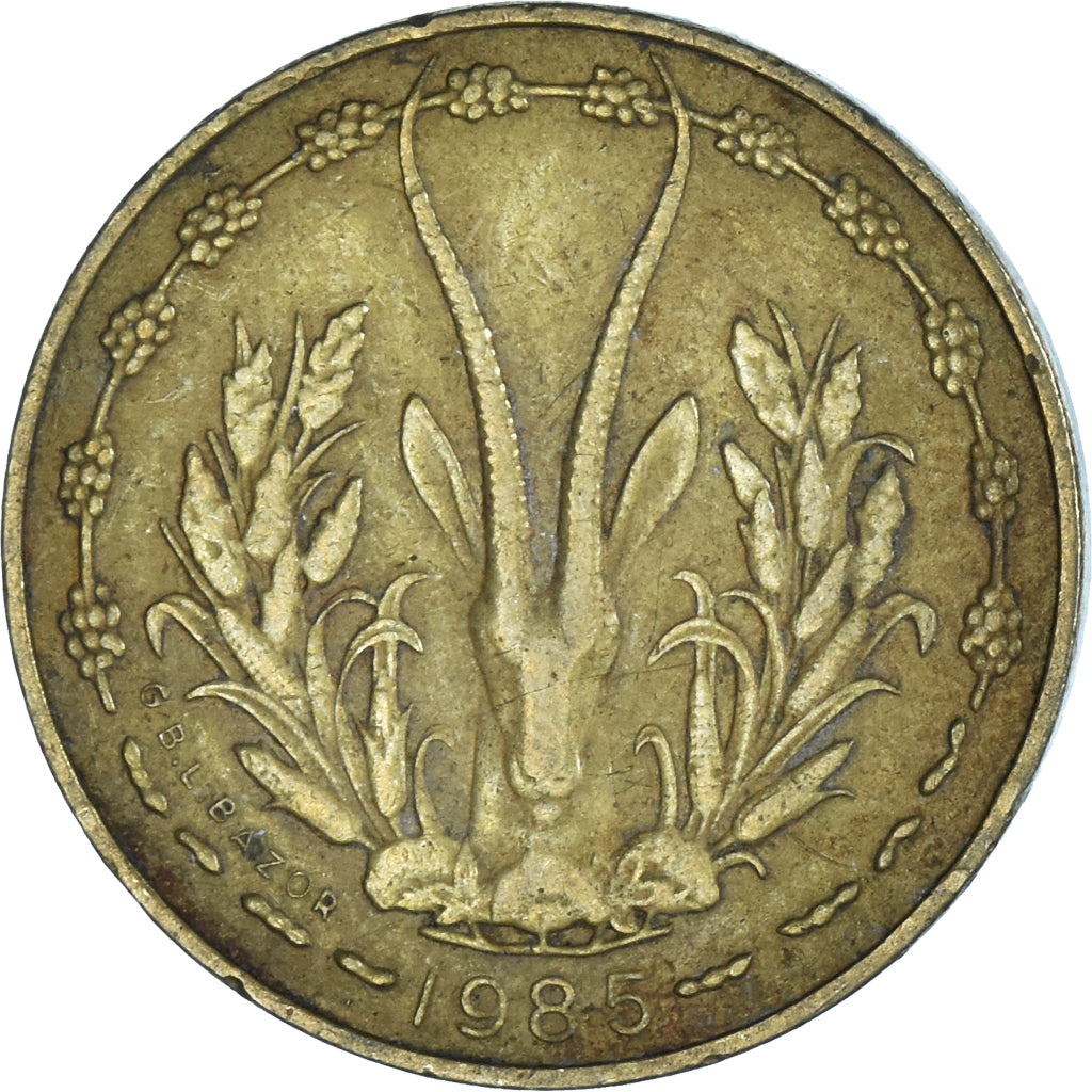 Moneda, Estados del África Occidental, 5 Francs, 1985