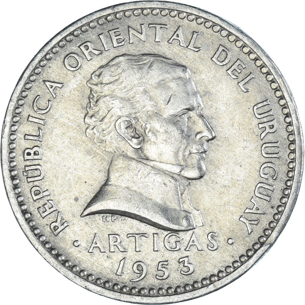 Moneda, Uruguay, 10 Centesimos, 1953