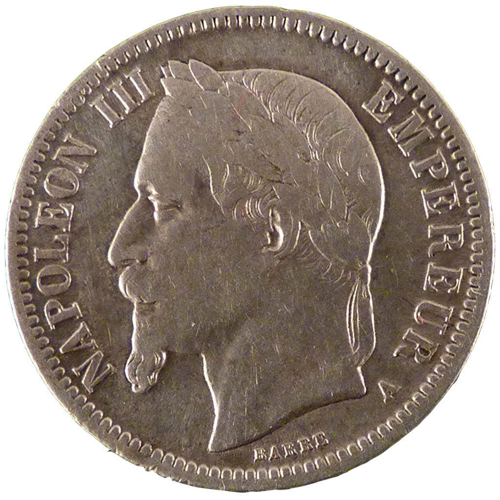 FRANCE, Napoléon III, 1 Franc, 1866, Paris, VF(30-35), Silver, Gadoury #463, 4..