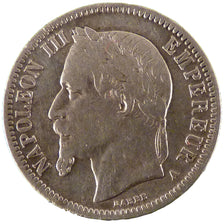 FRANCE, Napoléon III, 1 Franc, 1866, Paris, VF(30-35), Silver, Gadoury #463, 4..