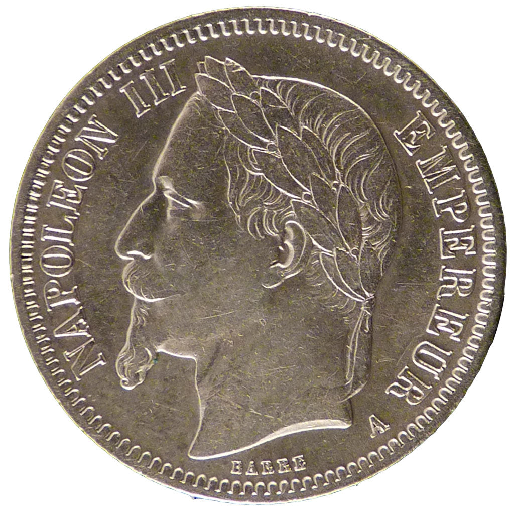 FRANCE, Napoléon III, Franc, 1866, Paris, KM #806.1, AU(50-53), Silver, Gadoury 