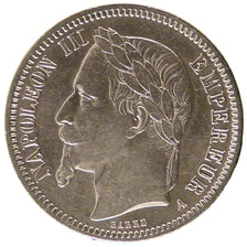 FRANCE, Napoléon III, Franc, 1866, Paris, KM #806.1, AU(50-53), Silver, Gadoury 
