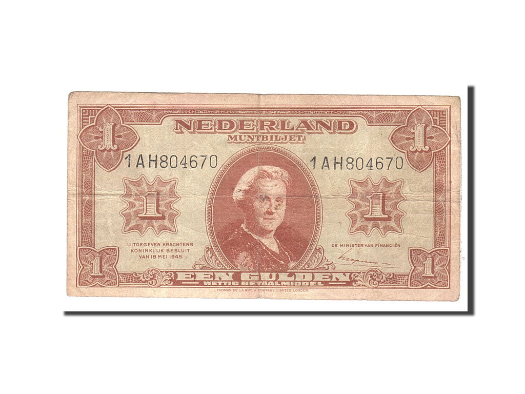 Netherlands, 1 Gulden, 1945, KM:70, 1945-05-18, VF(20-25)