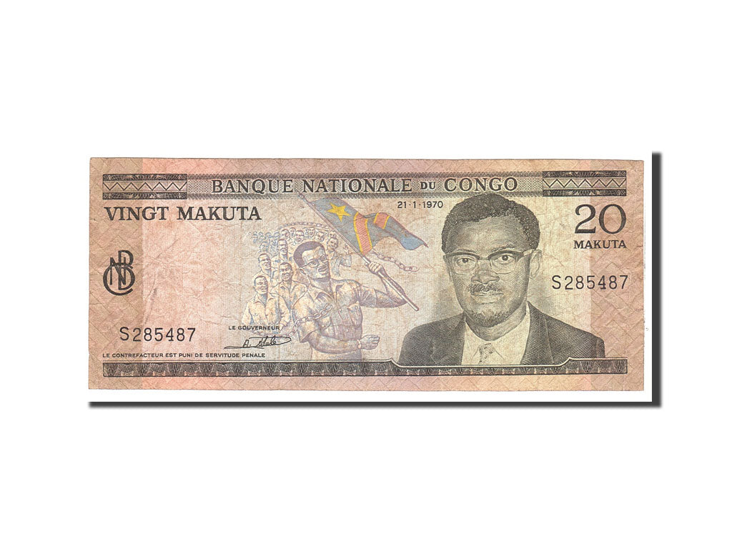 Congo Democratic Republic, 20 Makuta, 1970, KM:10a, 1970-01-21, VF(20-25)