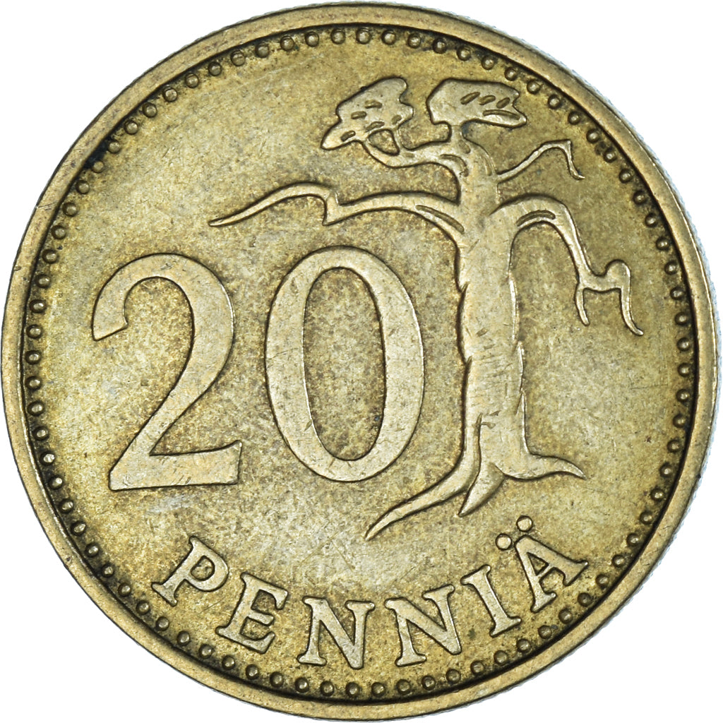 Moneda, Finlandia, 20 Pennia, 1965