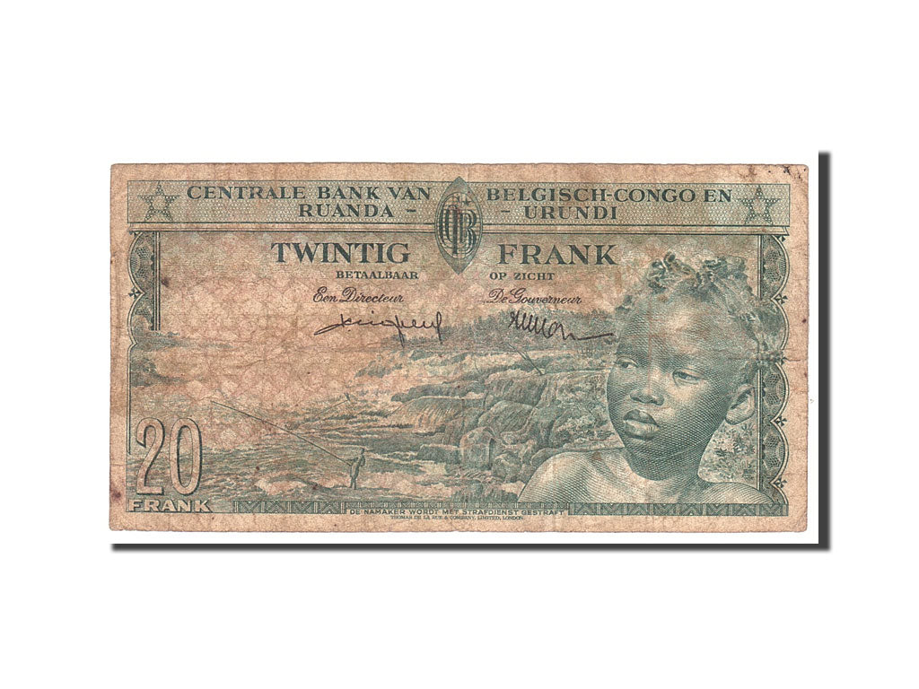 Belgian Congo, 20 Francs, 1959, KM:31, 1959-06-01, VG(8-10)