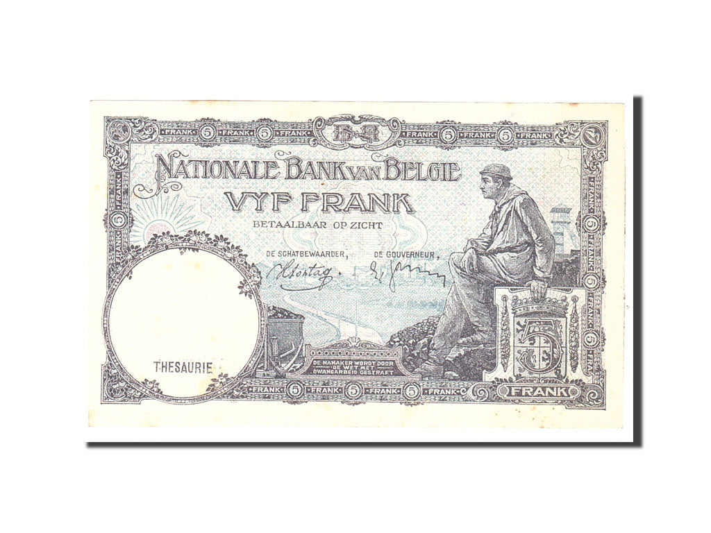 Banknote, Belgium, 5 Francs, 1938, 1938-04-23, KM:108a, EF(40-45)
