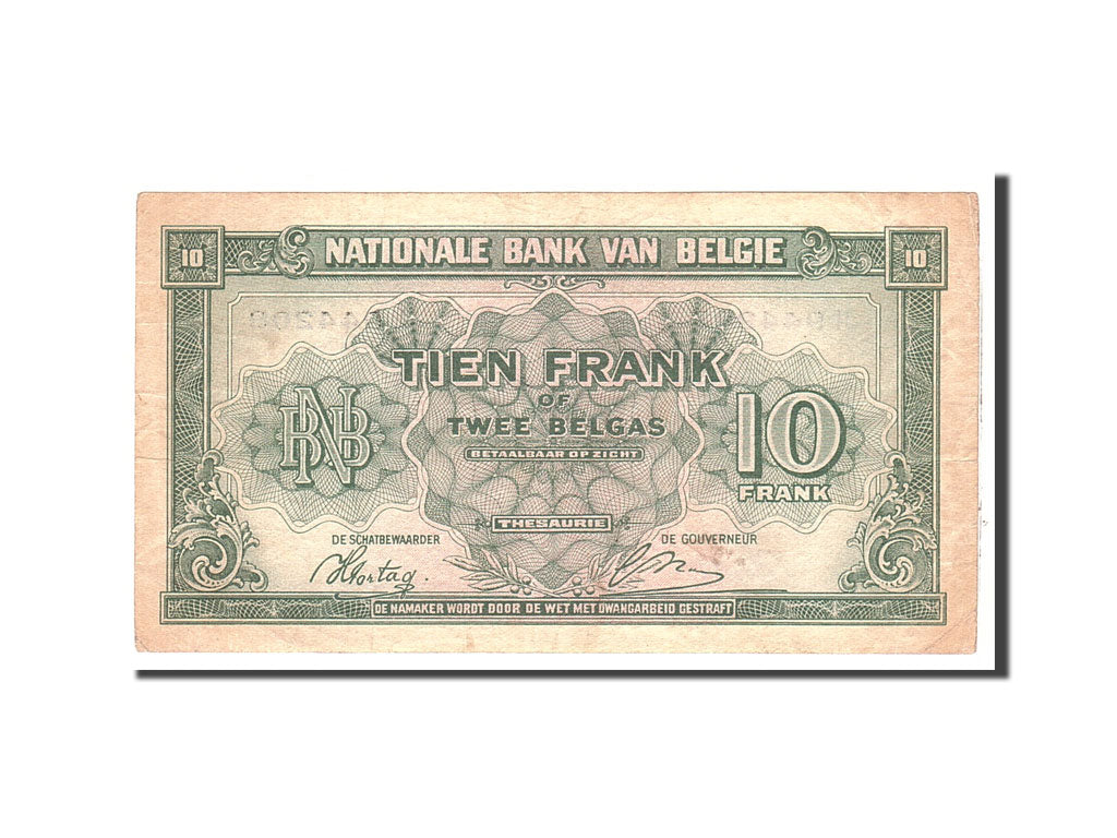 Banknote, Belgium, 10 Francs-2 Belgas, 1943, 1943-02-01, KM:122, VF(30-35)