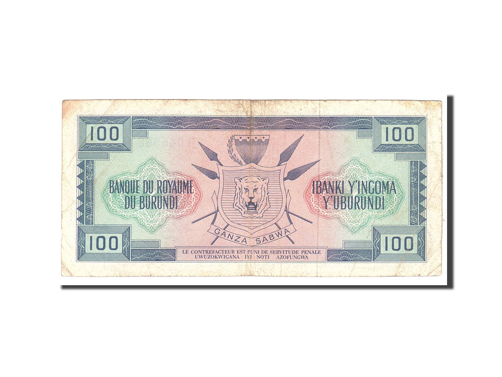 Burundi, 100 Francs, 1964, 1964-12-01, KM:12a, VF(20-25)