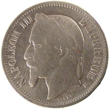 Francia, Napoleon III, Napoléon III, Franc, 1867, Bordeaux, MB+, Argento, Ga...