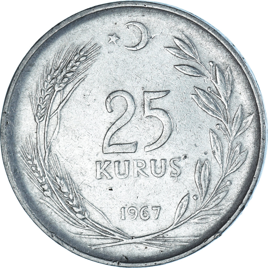 Monnaie, Turquie, 25 Kurus, 1967