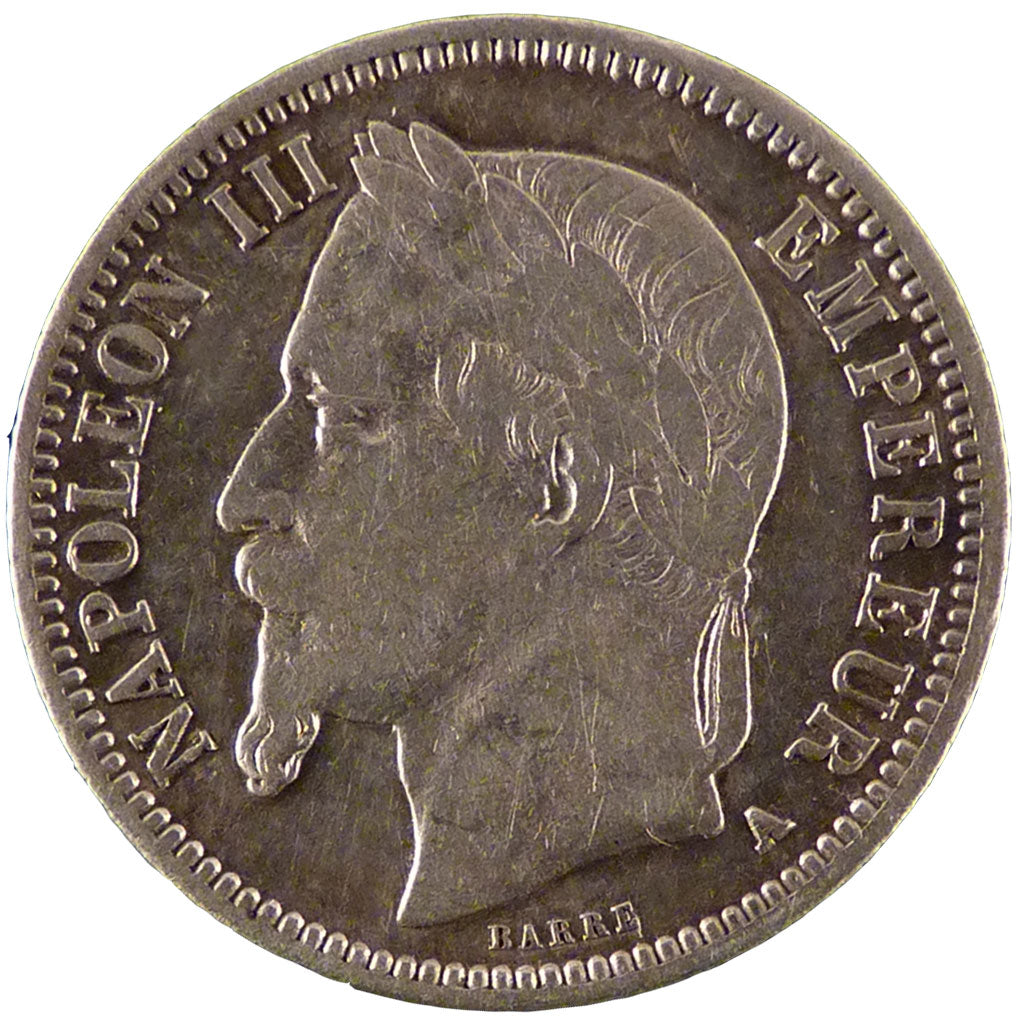 FRANCE, Napoléon III, 1 Franc, 1868, Paris, VF(30-35), Silver, Gadoury #463, 5..