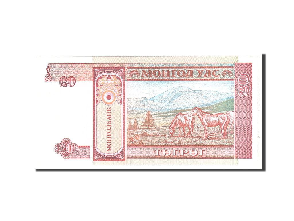 Banknote, Mongolia, 20 Tugrik, 1993, Undated, KM:55, UNC(65-70)