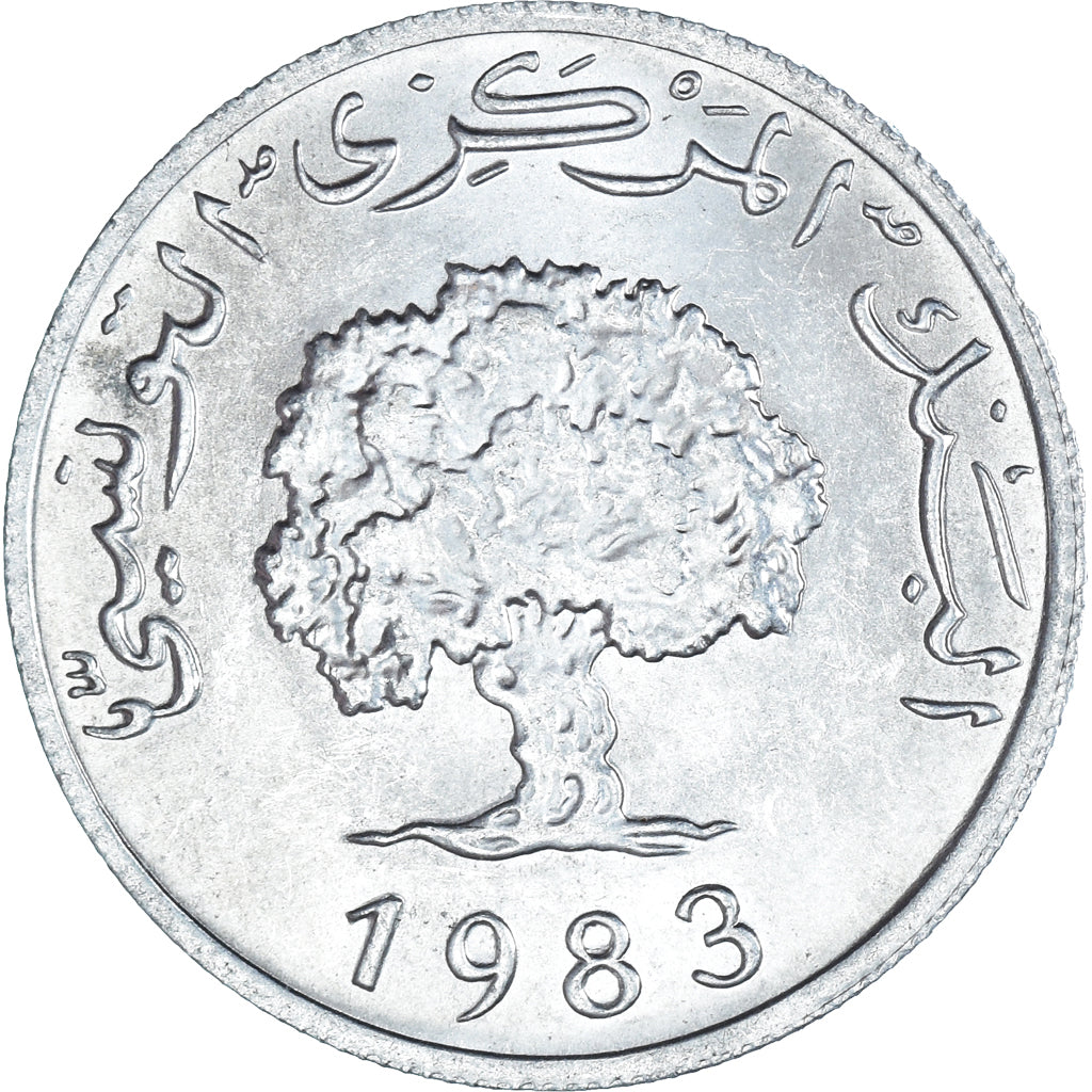 Münze, Tunesien, 5 Millim, 1983