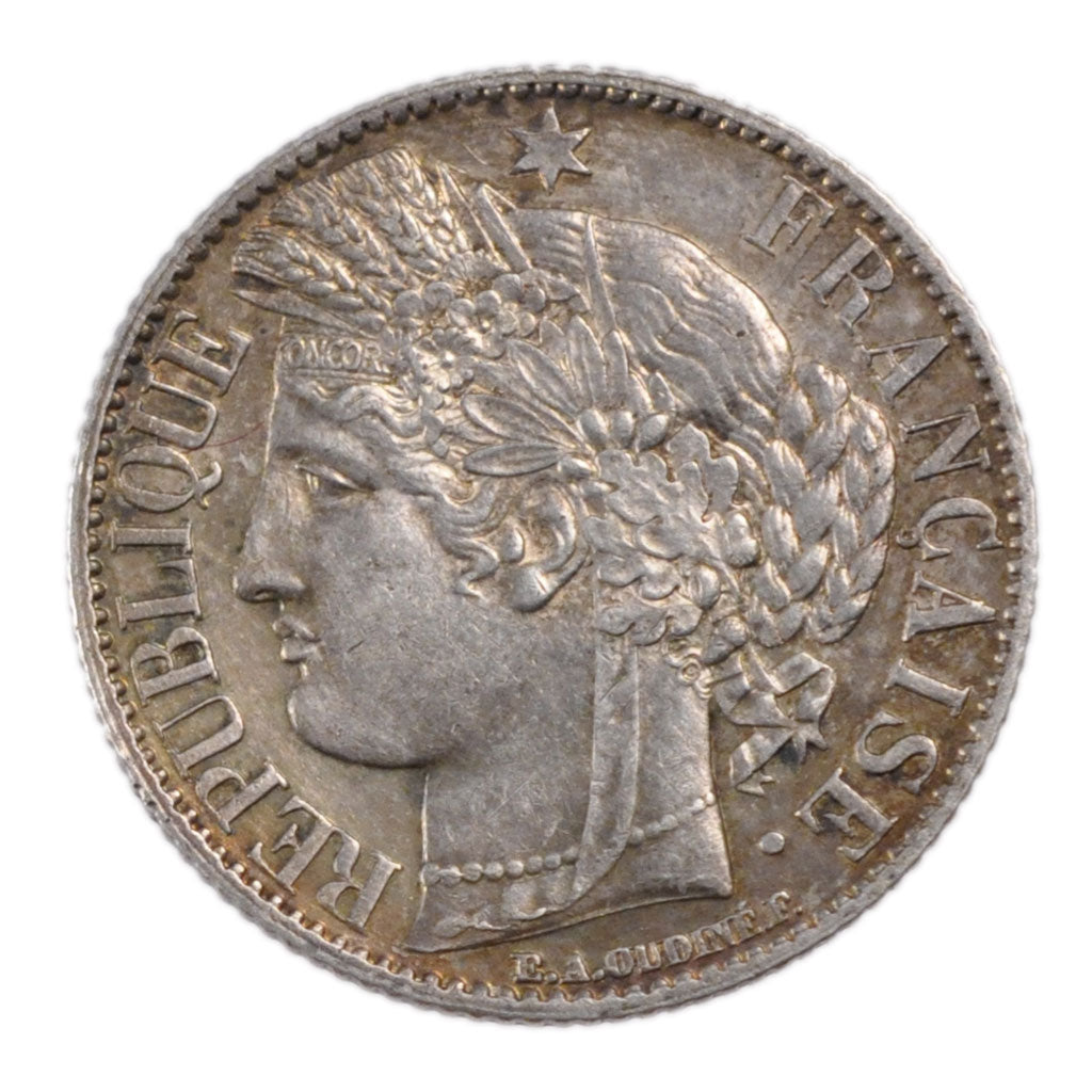 FRANCE, 1 Franc, 1872, Paris, AU(55-58), Silver, Gadoury #465a, 5.00