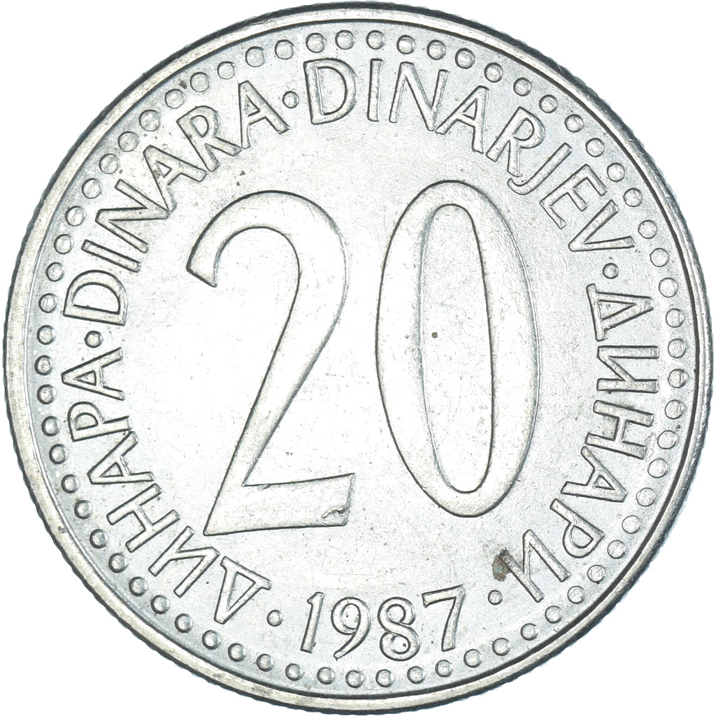 Moeda, Jugoslávia, 20 Dinara, 1987