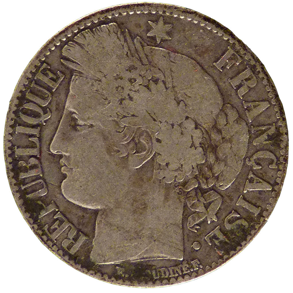 FRANCE, 1 Franc, 1872, Bordeaux, VF(20-25), Silver, Gadoury #465a, 4.90