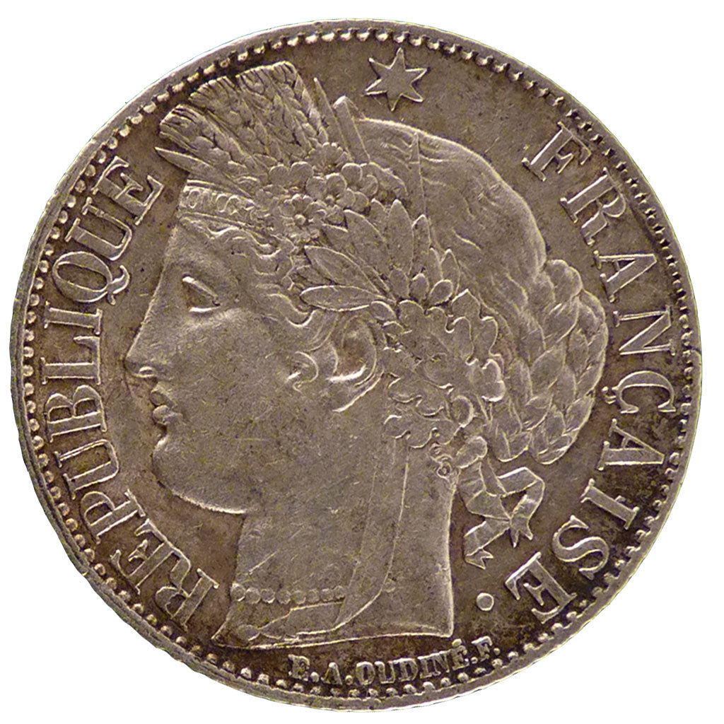 FRANCE, Cérès, Franc, 1888, Paris, KM #822.1, AU(50-53), Silver, 23, Gadoury #..