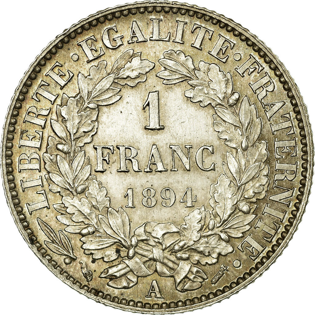France, 1 Franc, Cérès, 1894, Paris, Argent, SUP+, Gadoury:465a