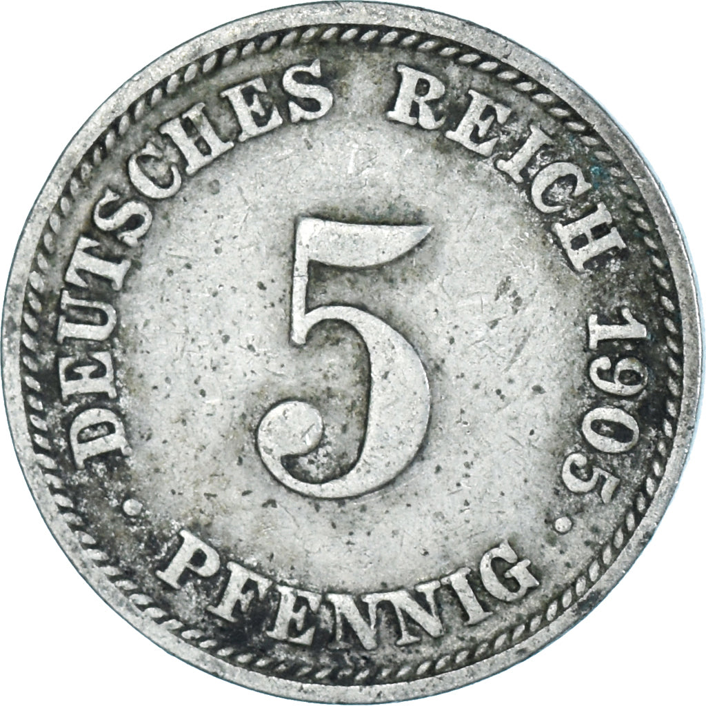 Moeda, ALEMANHA - IMPÉRIO, 5 Pfennig, 1905