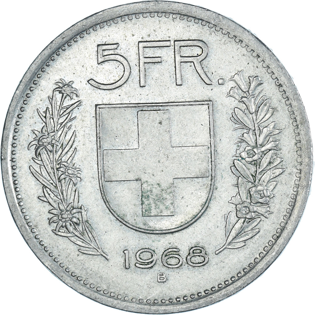 Moneda, Suiza, 5 Francs, 1968