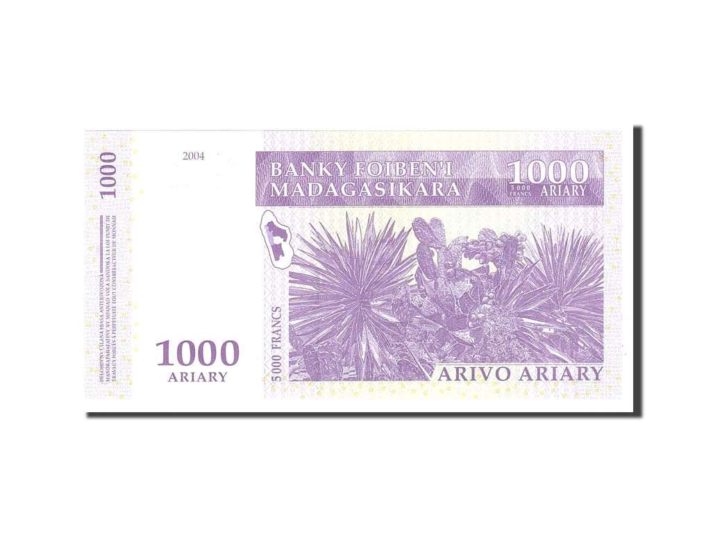 Banknote, Madagascar, 1000 Ariary, 2004, Undated, KM:89a, UNC(65-70)