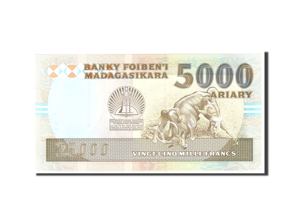 Madagascar, 25,000 Francs = 5000 Ariary, 1993, Undated, KM:74a, UNC(65-70)