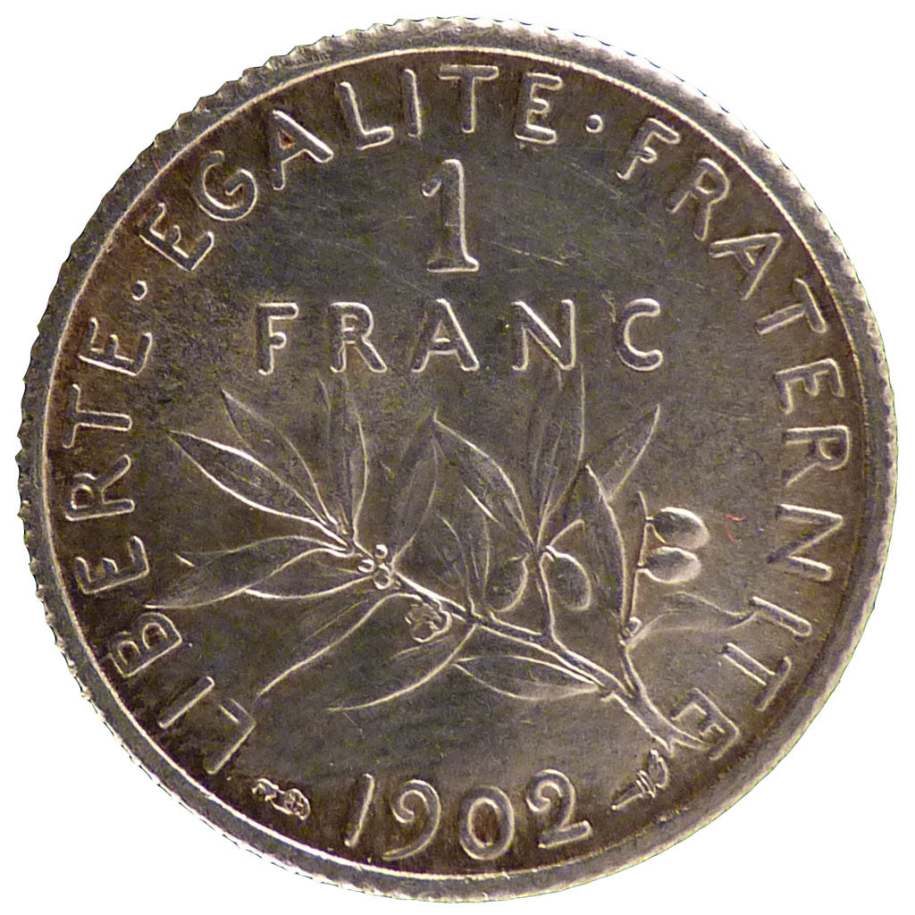 Coin, France, Semeuse, Franc, 1902, Paris, MS(65-70), Silver, Gadoury:467