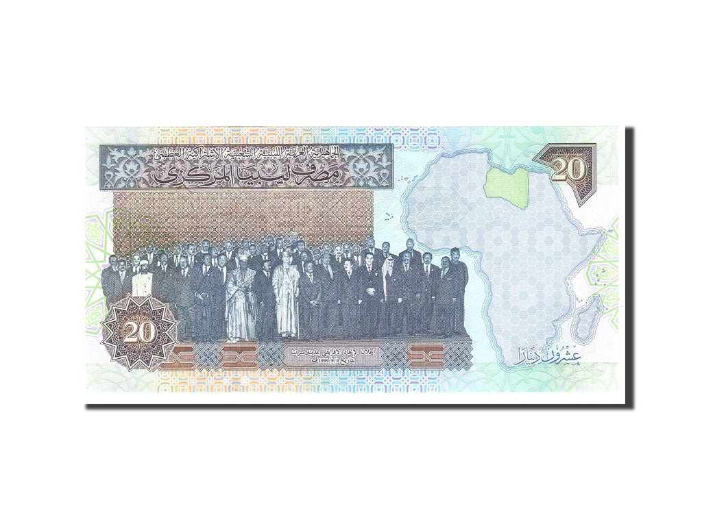 Banknote, Libya, 20 Dinars, 2002, Undated, KM:67a, UNC(65-70)