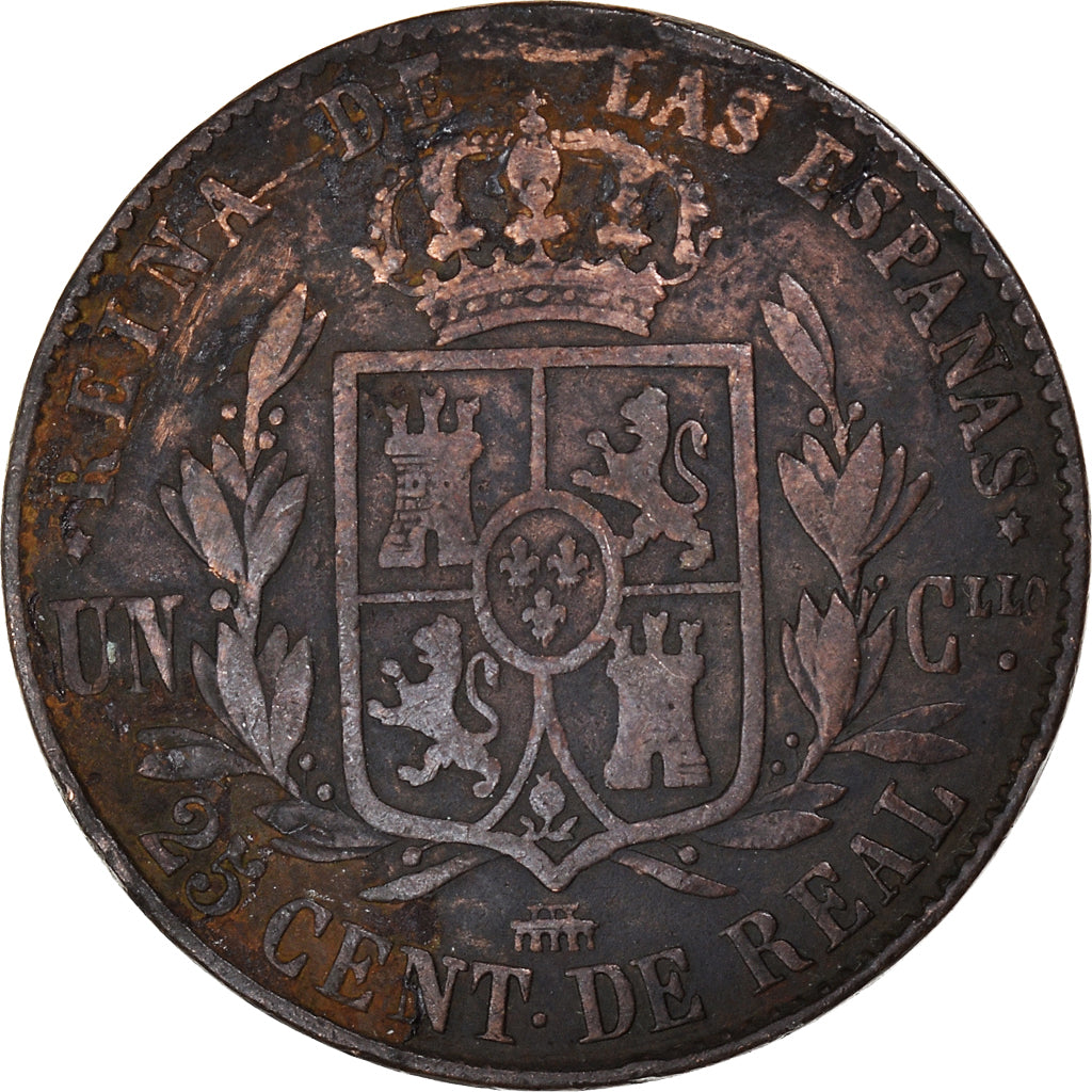 Moeda, Espanha, 25 Centimos, 1857