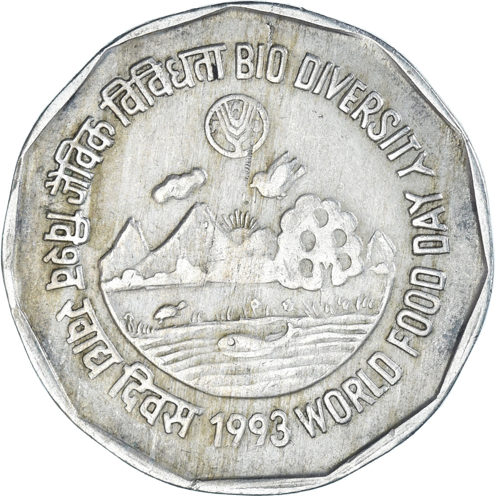 Moneta, India, 2 Rupees, 1993