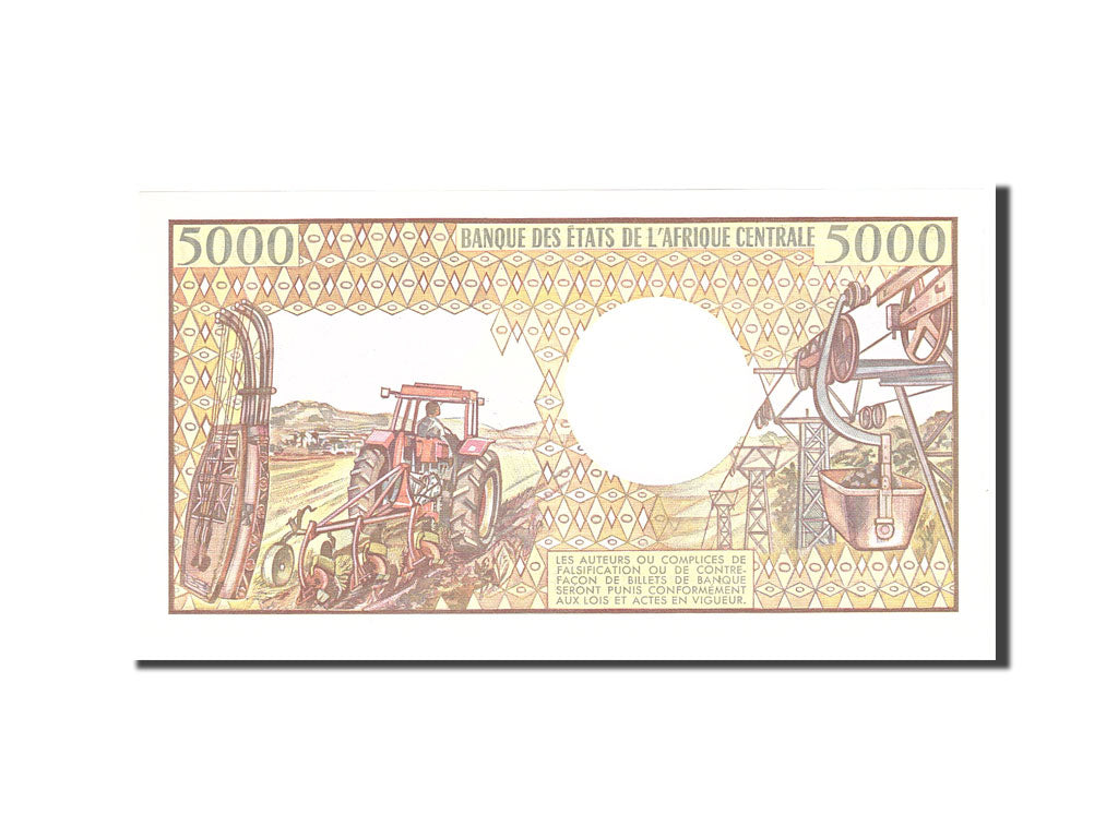 Gabon, 5000 Francs, 1991, KM:6b, Undated, UNC(65-70)