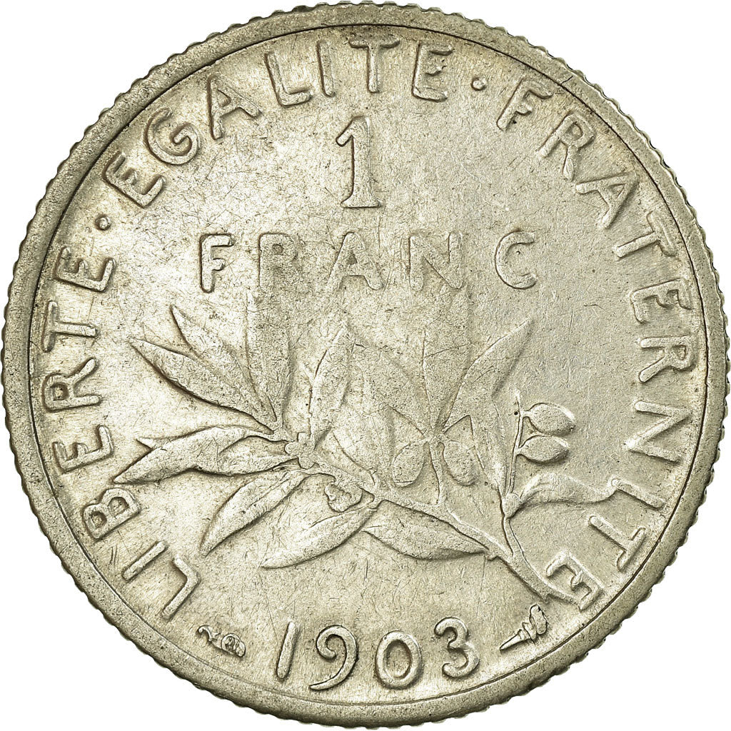 Coin, France, Semeuse, Franc, 1903, Paris, EF(40-45), Silver, Gadoury:467