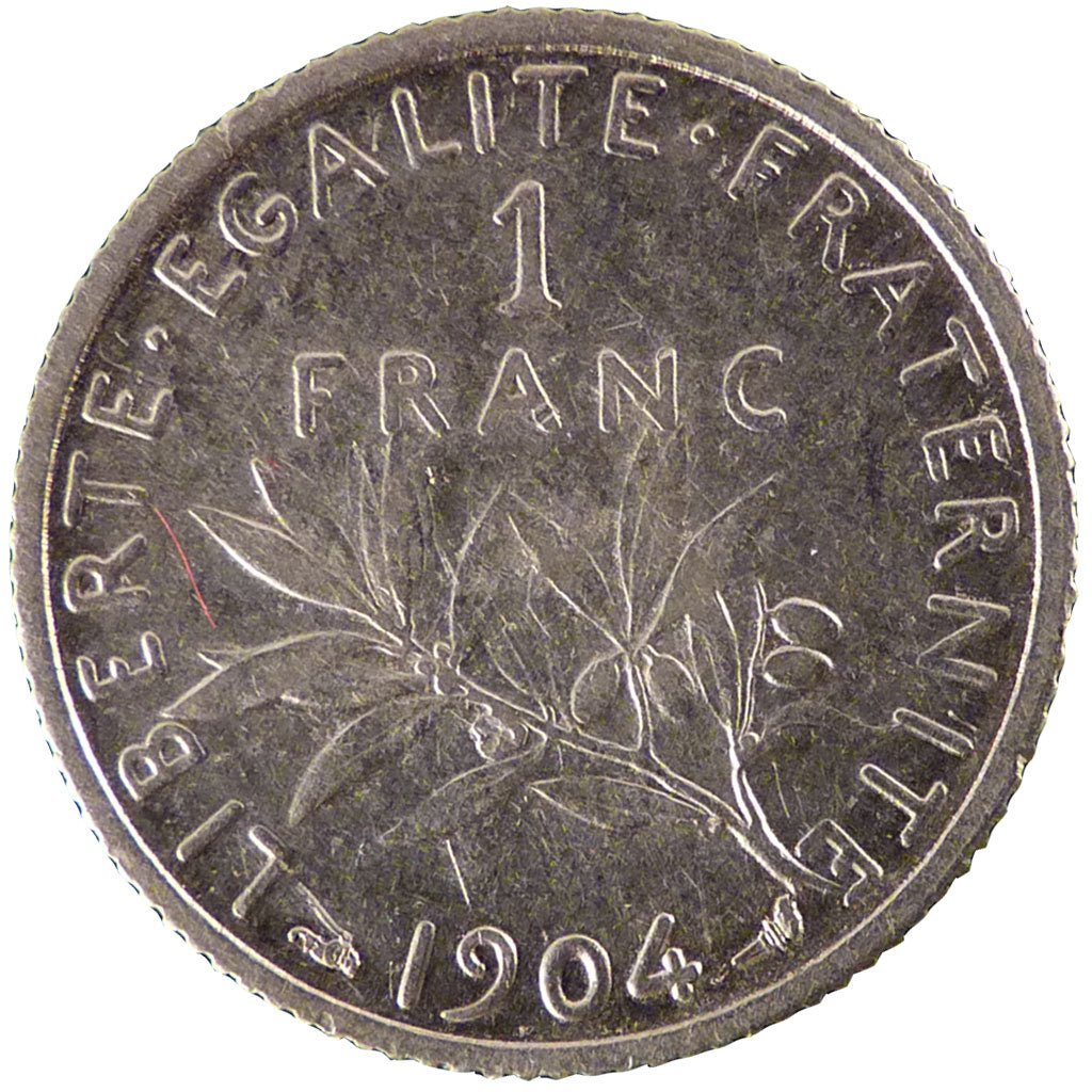 FRANCE, Semeuse, 1 Franc, 1904, Paris, EF(40-45), Silver, 23, Gadoury #467, 5.00