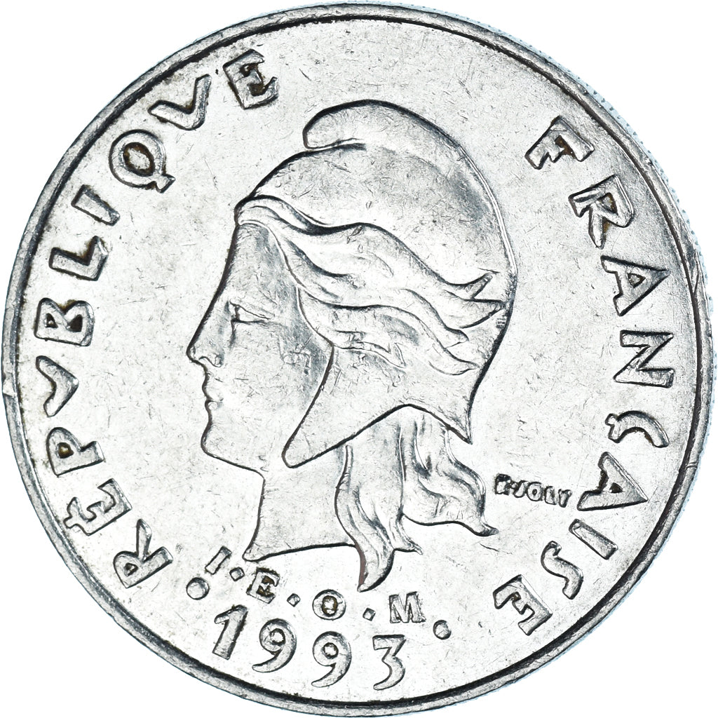 Moeda, Polinésia Francesa, 20 Francs, 1993