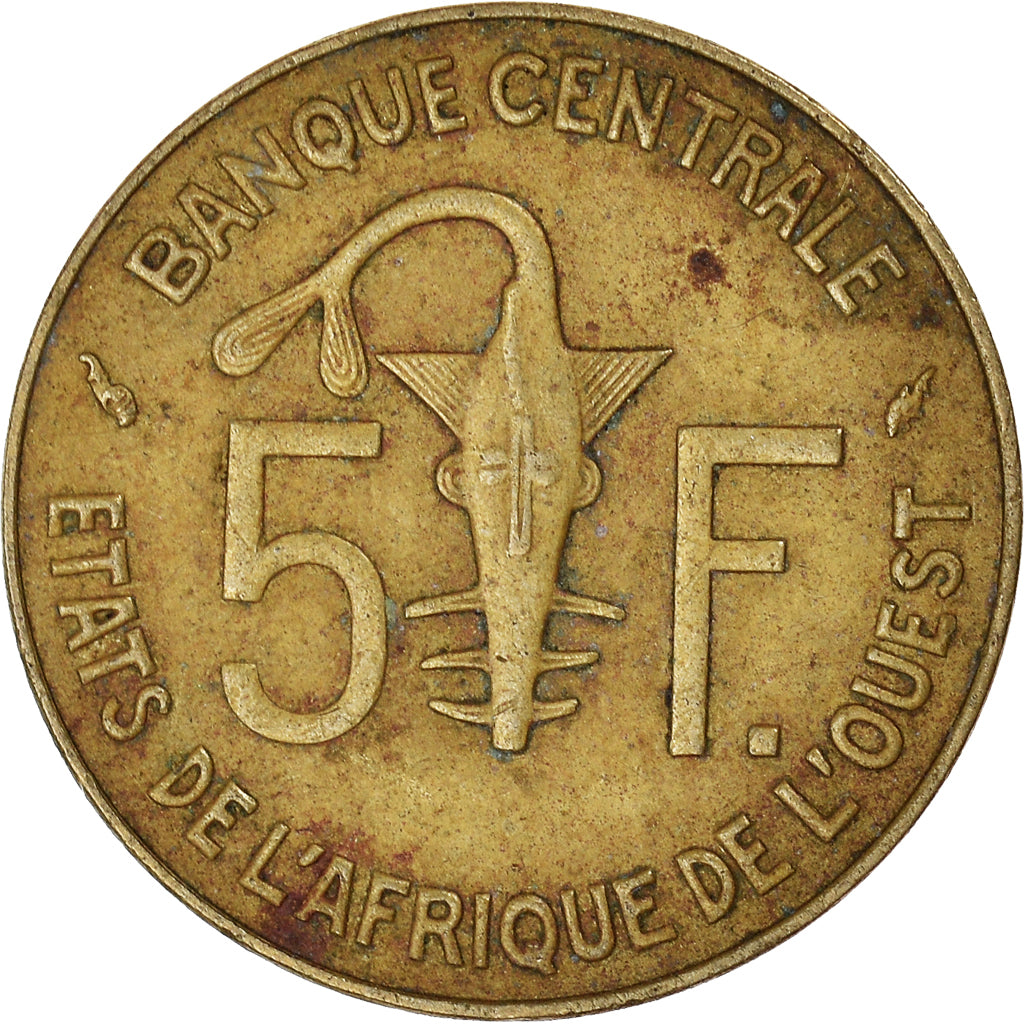 Münze, West African States, 5 Francs, 1990