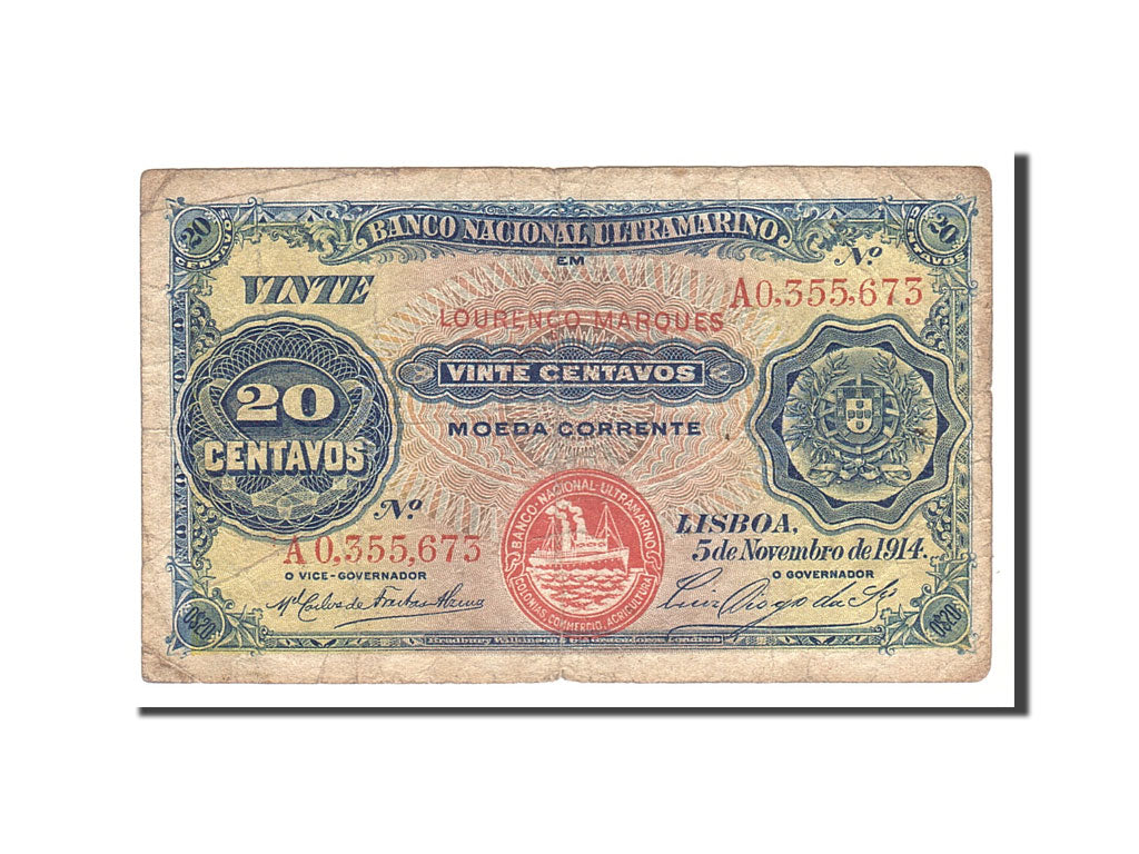 Mozambique, 20 Centavos, 1914, 1914-11-05, KM:57, VF(30-35)