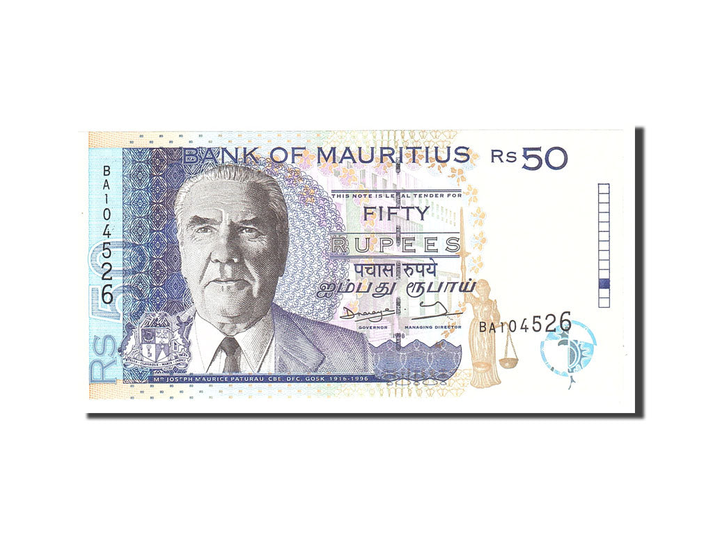 Banknote, Mauritius, 50 Rupees, 1998, Undated, KM:43, UNC(65-70)