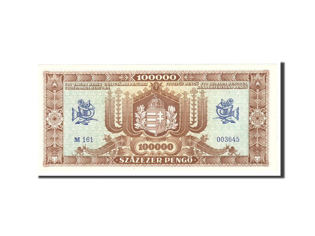 Banknote, Hungary, 100,000 Pengö, 1945, 1945-10-23, KM:121a, UNC(65-70)