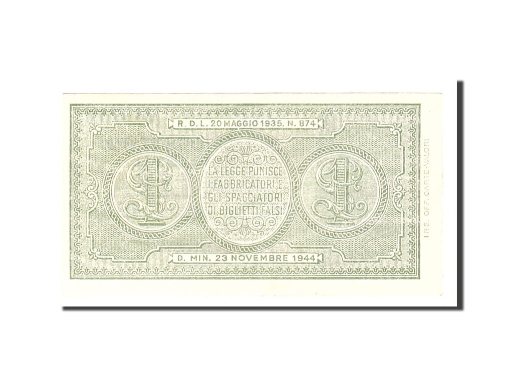 Italy, 1 Lira, 1944, KM:29b, 1944-11-23, UNC(63)
