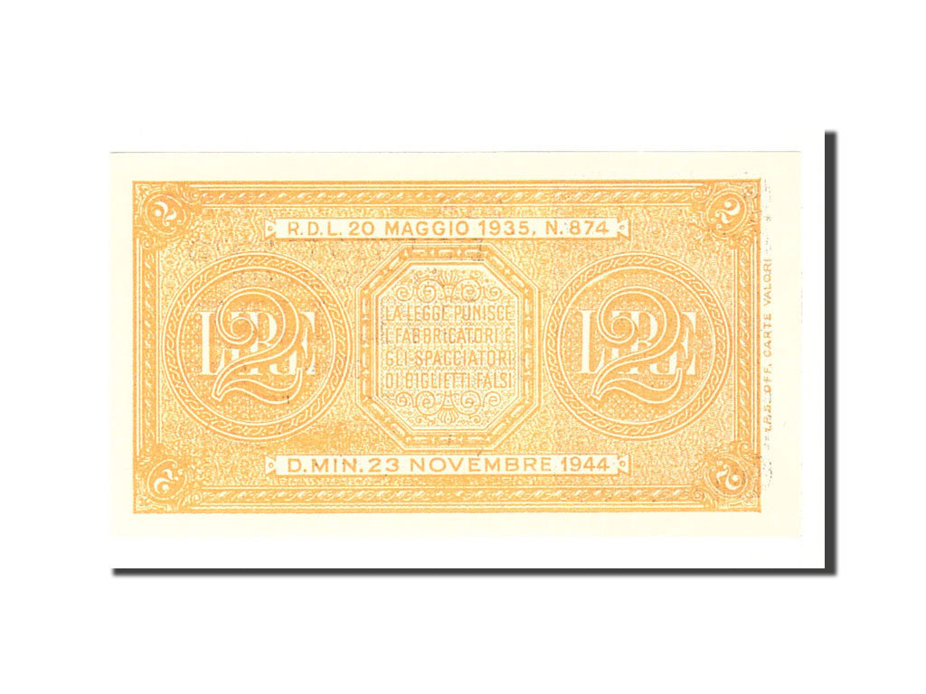 Banknote, Italy, 2 Lire, 1944, 1944-11-23, KM:30b, UNC(63)