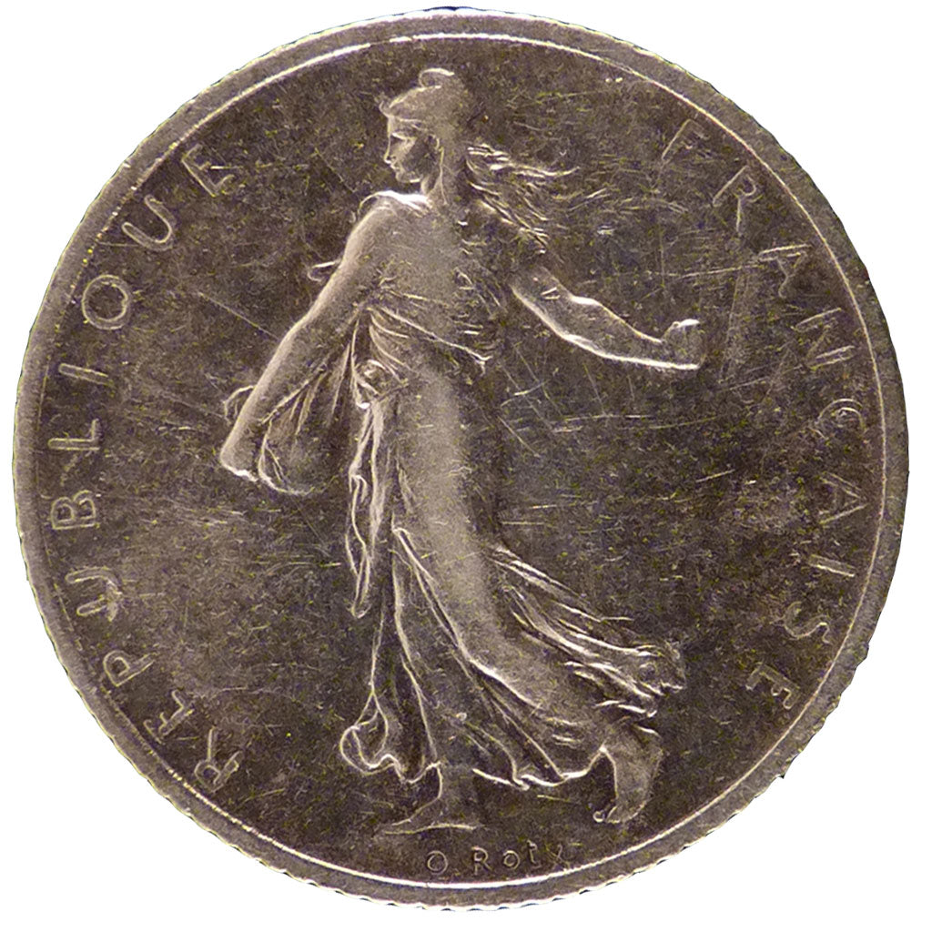 FRANCE, Semeuse, Franc, 1911, Paris, KM #844.1, AU(50-53), Silver, 23, Gadoury..