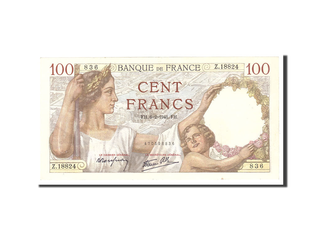 France, 100 Francs, 1941, KM:94, 1941-02-06, EF(40-45)