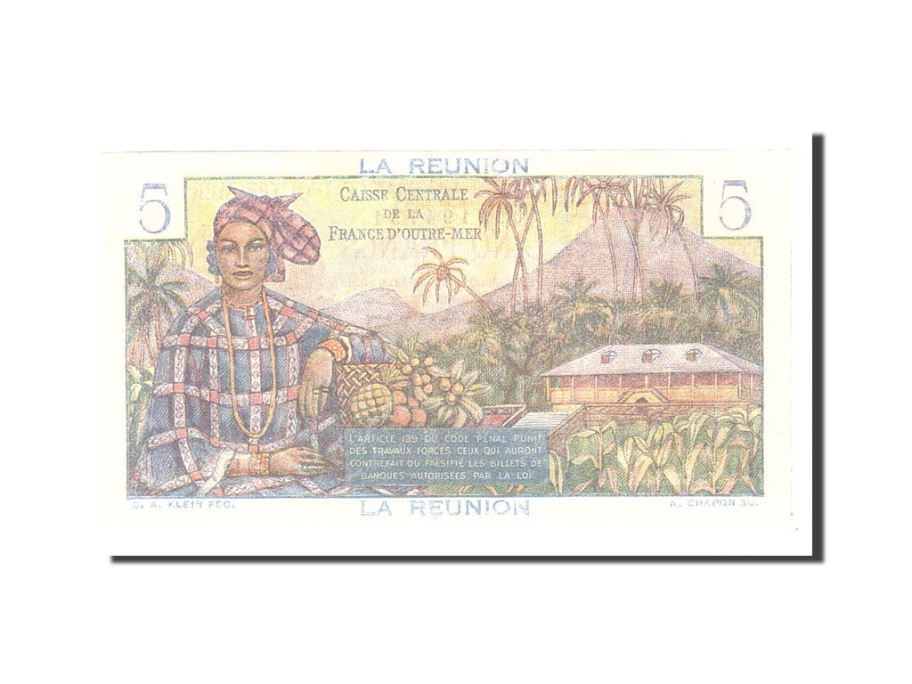 Réunion, 5 Francs, 1947, Undated, KM:41a, UNC(65-70)