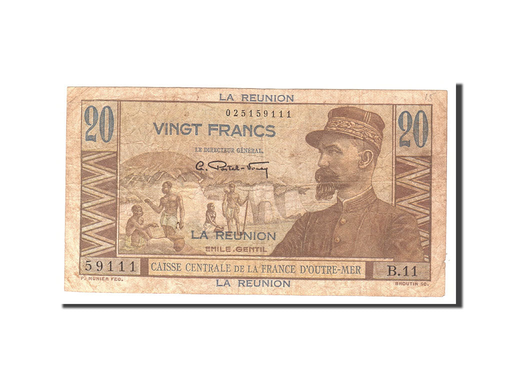 Banknote, Réunion, 20 Francs, 1947, Undated, KM:43a, VF(20-25)
