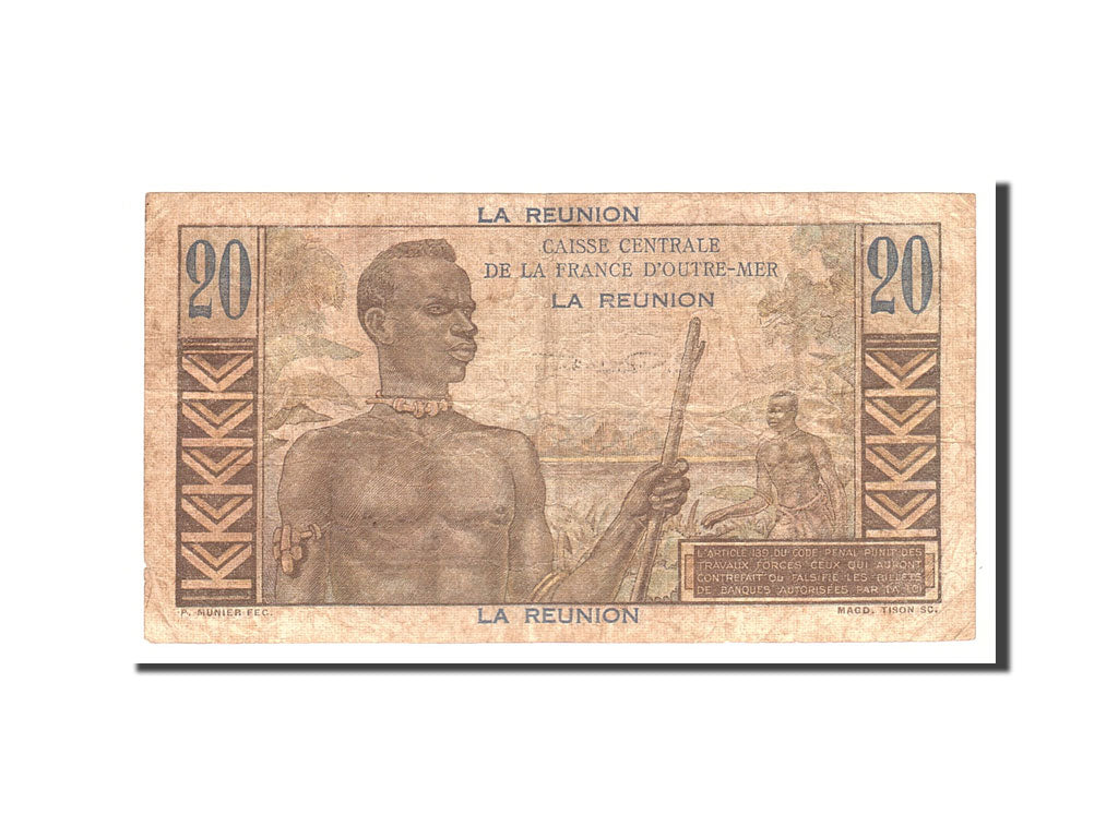 Banknote, Réunion, 20 Francs, 1947, Undated, KM:43a, VF(20-25)