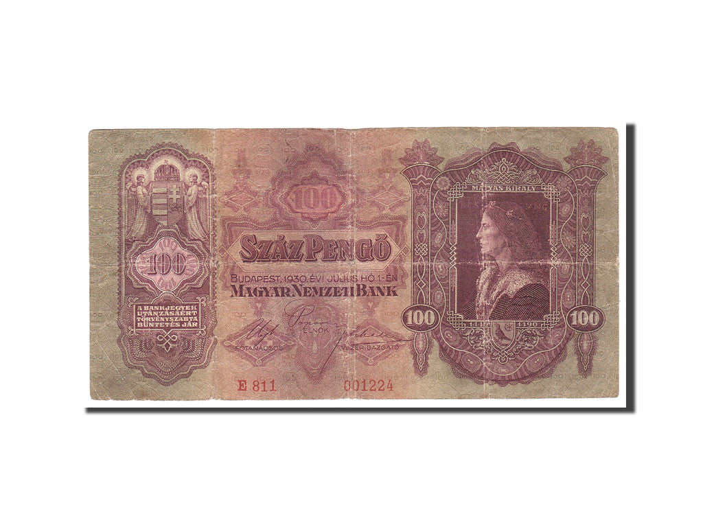 Hungary, 100 Pengö, 1930, 1930-07-01, KM:98, VF(20-25)