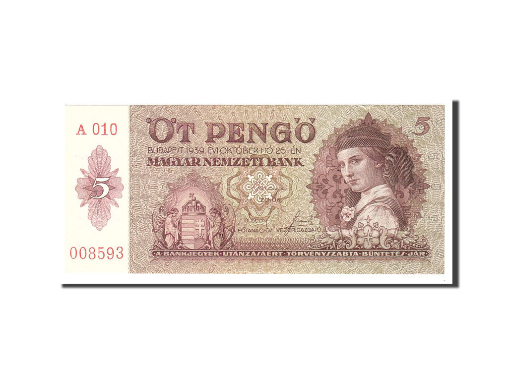 Hungary, 5 Pengö, 1939, 1939-10-25, KM:106, UNC(63)