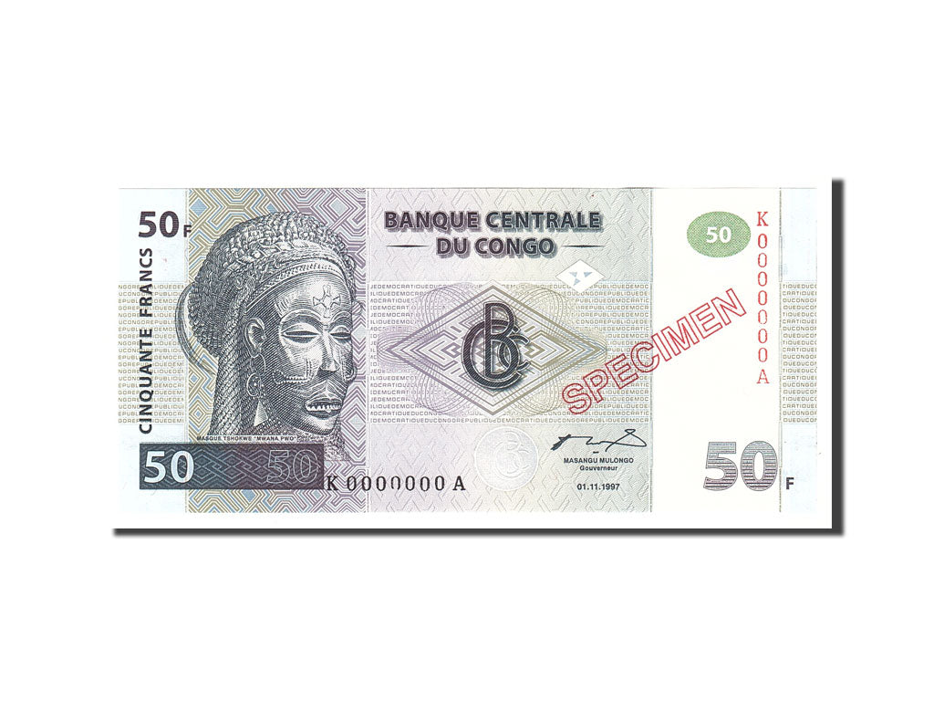 Congo Democratic Republic, 50 Francs, 1997, KM:89s, 1997-11-01, UNC(65-70)